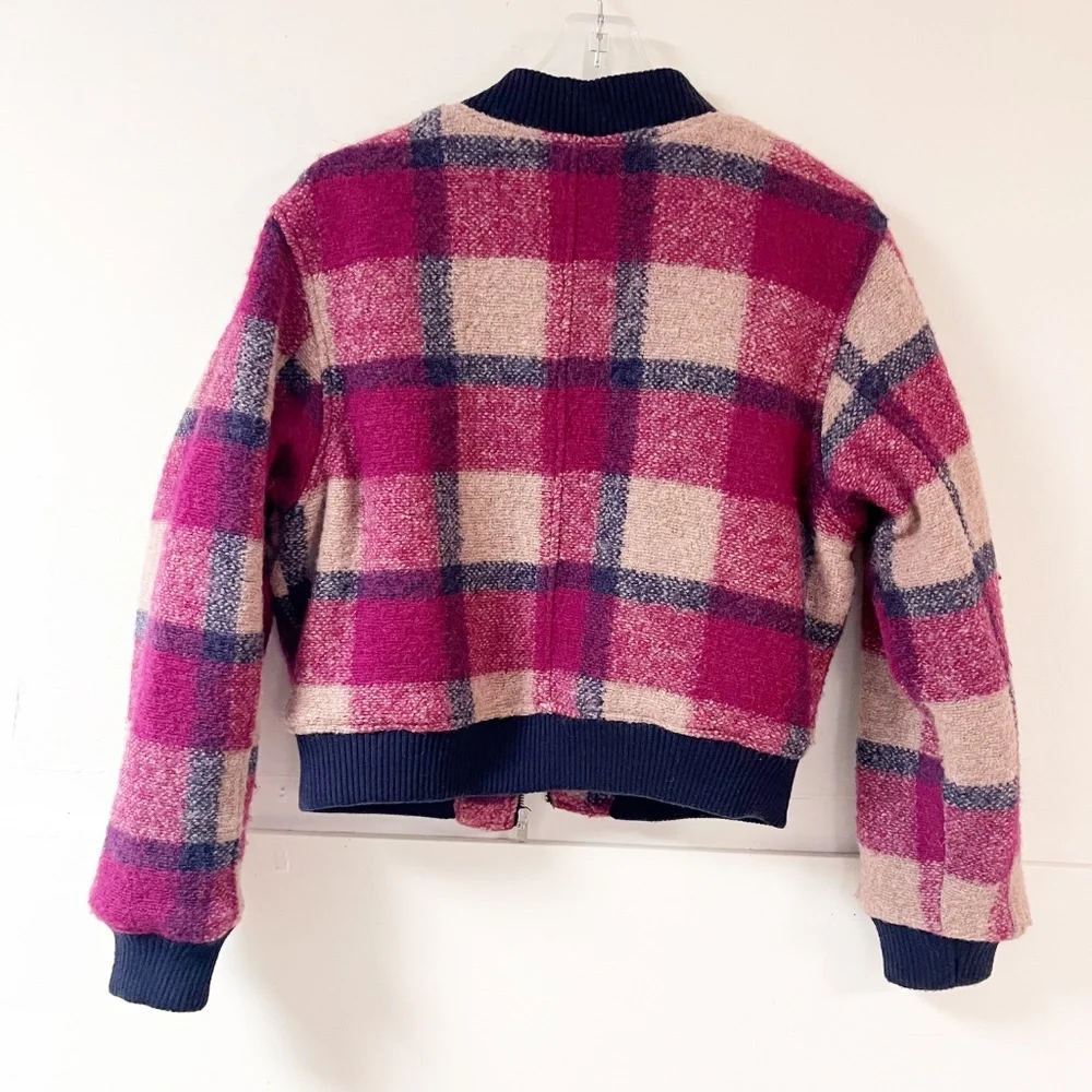 House of Harlow 1960 Women's Plaid Wool-Blend Quilted Lined Bomber Jacket